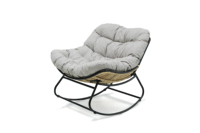 Fauteuil à bascule en rotin moderne Bioly Relax avec coussin confortable pour la maison et le balcon, idéal pour les hôtels