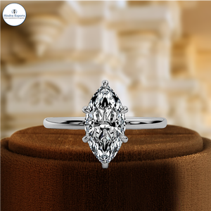 แหวนเพชรทรงมาร์คีส์ 1 กะรัต เพาะเลี้ยงในห้องปฏิบัติการ, แหวนทองคำ 14K สำหรับเจ้าสาว, แหวนแต่งงานรับรองโดย IGI, แหวนเพชรเม็ดเดี่ยวสำหรับเจ้าสาว, แหวนวินเทจ - Product Image 3