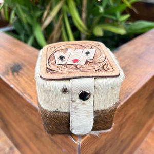 Nouvel arrivage de mini organiseur de bijoux de voyage en cuir de vachette usiné à la main en gros boîte à bagues portable pour femmes, parfaite pour offrir - Product Image 6