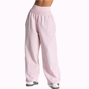 Custom Logo Women's Piping <b>Trousers</b> Straight Leg Joggers <b>Drawstring</b> Sweatpants Track Pants Fleece Sweatpants for Women - Product Image 5