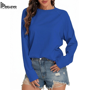 Vêtements pour femmes en gros OEM, Sweat-shirt à col rond en molleton bouclette avec logo personnalisé, coupe ample, manches longues, vente en gros - Product Image 2