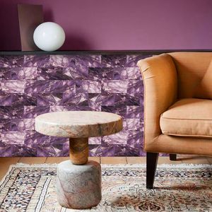 16 pezzi di mattonelle di marmo in PVC lucido impermeabile viola fantasia Peel Stick pannelli carta da parati per la cucina camino decorazione della casa - Product Image 5