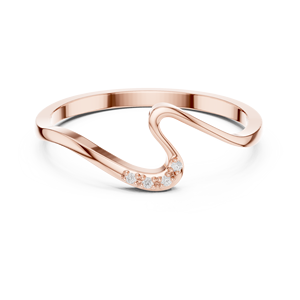 Anillo Minimalista de Moissanita con Diseño de Ola Oceánica en Oro Rosa sobre Plata de Ley, Anillo de Promesa con Espiral Curva para Ella - Product Image 1