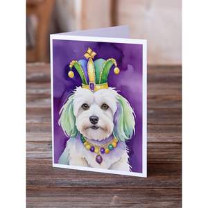 Coton De Tulear King of Mardi Gras Tarjetas de felicitación Pack 8 Whimsical A7 Tamaño 5x7 Tarjetas de notas en blanco con sobres - Product Image 2