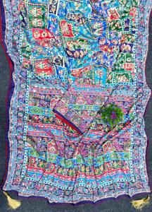 Sari de seda Chinon de diseñador con borde de ribete, borlas Latkan y auténtico trabajo de espejo, reversible, estilo fiesta, largo hasta el tobillo - Product Image 6