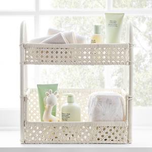 ตะกร้าหวายเก็บของสองชั้นสุดหรู ตะกร้าเก็บของตกแต่ง ตะกร้าจัดระเบียบหวายธรรมชาติ เหมาะสำหรับเก็บของในห้องน้ำ - Product Image 4