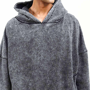 Survêtement décontracté pour homme à capuche, tendance, personnalisé, effet délavé, 100 % coton léger - Product Image 5