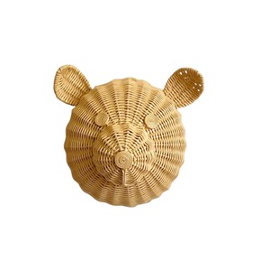 Adorno tejido con forma de oso de peluche para habitación infantil estilo escandinavo, decoración de ratán para niños, material vegetal natural, figura de animal esculpida. - Product Image 1