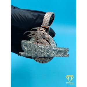 Colgante de Lujo con Diseño de Animal, con Diamante Moissanita Blanco, Plata de Ley 925, Totalmente Cubierto de Diamantes, Joyería Hip Hop de Gran Tamaño - Product Image 6