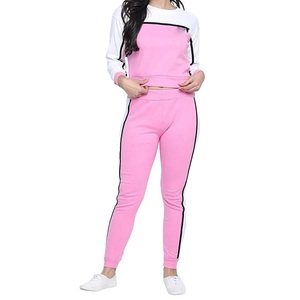 Conjunto Deportivo para Mujer, Mezcla de Poliéster y Algodón Suave, Manga Larga, Rosa y Blanco en Contraste, con Serigrafía para Jump Squad - Product Image 6