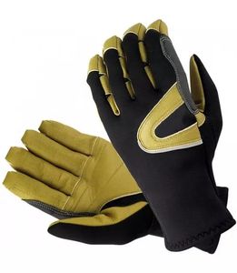 Fishing <b>Gloves</b> Leather Black And Yellow Non Slip Pull On Unisex All Seasons Work Protection <b>Gloves</b> - Product Image 1