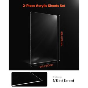 Confezione da 2 24X48 pollici per fogli acrilici in Plexiglass vetro trasparente trasparente da 1/8 pollici per creare fai da te facile - Product Image 2