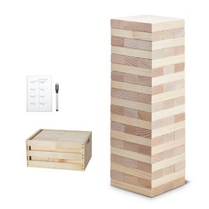 Torre de Madera de Pino Gigante de 60 Bloques con Caja de Almacenamiento y Marcador, Juego de Apilamiento de Madera para Desarrollar Habilidades de Equilibrio - Product Image 1