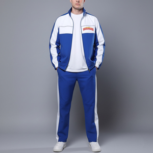 Custom Men Nylon <b>Waterproof</b> <b>Tracksuit</b> Breathable Sportswear Zipper Side Pocket OEM Wholesale Comfortable Training Set - Product Image 3