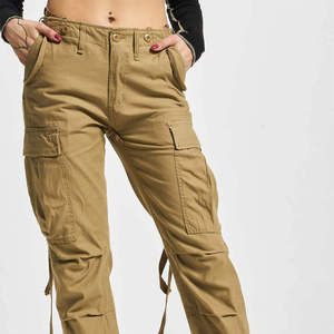 Women's High Waist Cargo <b>Pants</b> Solid Pink Canvas Casual Full Length With Pockets Spring Style Regular Fit Button Fly - Product Image 4