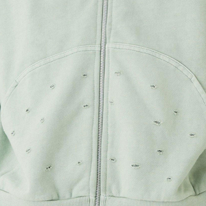 Conjunto de Sudadera de Cuello Redondo Verde Claro para Hombre, Corte Regular, 100% Algodón, Forro Polar, Bolsillo, Bloques de Color, Antiencogimiento, 360g, Casual, Invierno - Product Image 6