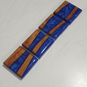 Premium Walnut Wood Epoxy Table <b>Coasters</b> Set Luxury Handmade Walnut Epoxy <b>Drink</b> <b>Coasters</b> - Product Image 1