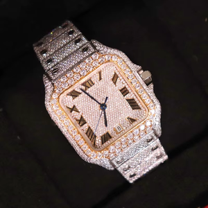 Wholesale Stainless Steel Roman Dial Bust Down Automatic WatchFully Iced Out Moissanite Diamond Studded <b>Watch</b> - Product Image 3