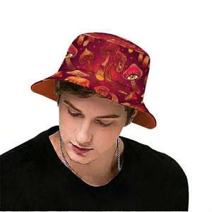 Best Sale 60s Hippie Reversible 3D Embroidery Mushroom Casual Outdoor Daily Bucket Hat - Product Image 2