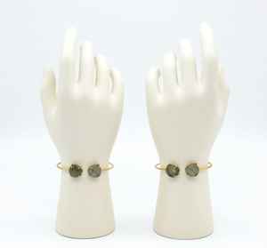 Rough Labradorite Prong <b>Set</b> Gold <b>Bangle</b> | Cuff Bracelet IGI Certification | Unisex Indian Gemstone Jewelry HARI OM CREATIONS - Product Image 3