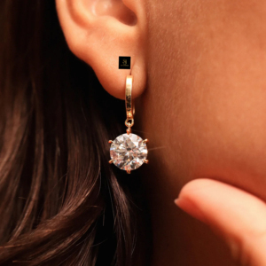 Round Cut Solitaire <b>Diamond</b> Leverback <b>Dangle</b> <b>Earrings</b> Lab Grown <b>Diamond</b> Ring Yellow Gold White Gold Rose Gold Elegant Jewelry - Product Image 1