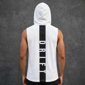 DRIFTWEAR Camiseta sin mangas con capucha para hombre, chaleco deportivo de secado rápido para fitness, chaleco de entrenamiento, ropa casual urbana de punto liso - Product Image 1