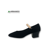 Zapatos de Baile para Niñas, Diseño de Personajes, Ligeros, de Lona, con Tacón Cubano, para Ballet, Exámenes, Práctica y Enseñanza, con Correa, Negros