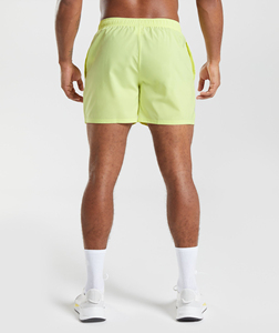 <b>Men's</b> Neon <b>Yellow</b> Breathable Eco-Friendly Polyester Knee-Length Quick Dry Running <b>Shorts</b> Elastic Waist Lightweight Sporty <b>Shorts</b> - Product Image 2
