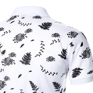 High Quality OEM ODM Customized Men's Floral Print Polo Shirt Anti-Wrinkle Breathable Summer Casual Business Wear - Product Image 4