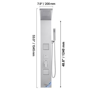 Cabezal de Ducha de Acero Inoxidable Cepillado con Sistema de Torre, Efecto Lluvia y Cascada, con Grifo de 5 Funciones, Accesorios para Cuarto de Ducha - Product Image 3