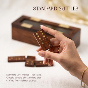 Jeu de dominos en bois, dominos personnalisés - Bois de rose, 28 tuiles avec double six - Product Image 2