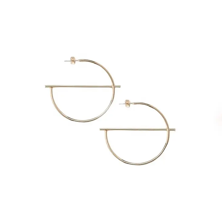 NIEN Hoop Earrings 18k gold plated handmade Wire frame fashion earrings latest designs jewelry fo women big minimal silver black