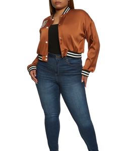 Chaqueta Varsity Corta de Satén de Alta Calidad para Mujer, Forro de Poliéster Transpirable y Ligero, 100% Seda, Material de Alta Calidad, MOQ Bajo - Product Image 6