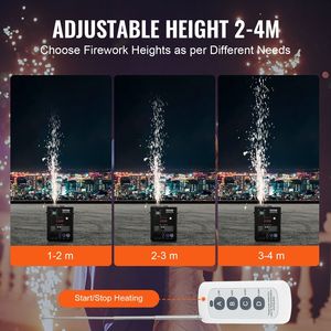 Paquete de 2 Máquinas de Chispas Frías de 500W con Controladores de Fuegos Artificiales, Altura Ajustable de 6.6-13 pies, Equipo de Iluminación de Escenario DMX Avanzado - Product Image 3