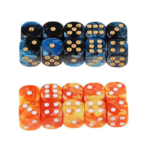 Juego de dados de resina hechos a mano con remolinos azules y naranjas, puntos blancos para juegos de mesa, piezas decorativas coleccionables - Product Image 5