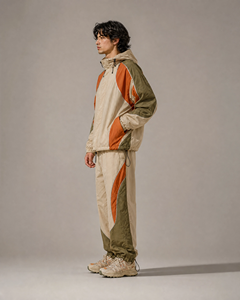 Mens Winter Color Block Reversible Windbreaker Tracksuit <b>Set</b> Lightweight Hooded Jacket <b>Matching</b> <b>Jogger</b> Pants Casual - Product Image 3