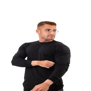 Camiseta térmica de invierno para hombre, transpirable, informal, sin cuello, de punto, de color liso, de manga larga, de algodón elástico, ropa interior cálida - Product Image 1