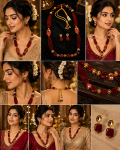 The Arya Digital Vintage Ethnic Zinc Alloy Gold Plated 1m <b>Thickness</b> Necklace Earrings <b>Ring</b> Set Women's Wedding Jewelry - Product Image 3