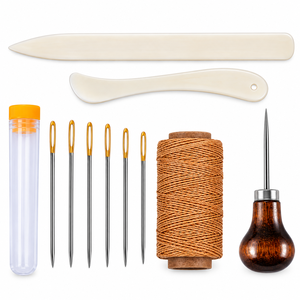 Juego de 11 Herramientas para Encuadernación, Plegador de Papel, Agujas, Punzón, Hilo Encerado, Botella, Acero Inoxidable ZETOMEDPRO - Product Image 1