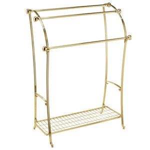 Luxury Gold Metal <b>Arch</b> <b>Frame</b> Towel Rack Storage Shelf Freestanding Holder Bathroom Organizer Premium Durable Elegant Design - Product Image 1