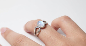 Natural Rainbow Moonstone <b>Ring</b> 925 Sterling Silver Plated Handmade Oval Gemstone <b>Ring</b> Boho Statement <b>Ring</b> - Product Image 4