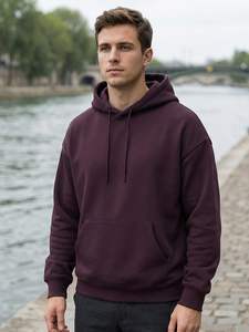 Sudaderas con Capucha Blancas de Moda para Hombre, Otoño-Invierno, Manga Larga, Corte Holgado, Estilo Casual, Color Sólido, Forro Polar - Product Image 2