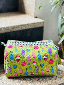 Vintage Bohemian Embroidered Cotton Fashion Waterproof Zipper Soft Handle Eco-Friendly <b>Makeup</b> <b>Case</b> Travel Pouch Bag Rajasthan - Product Image 3