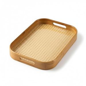 Plateau de service rectangulaire en bambou pour desserts, organisateur de table, cadeaux d'affaires modernes, jetable - Product Image 4