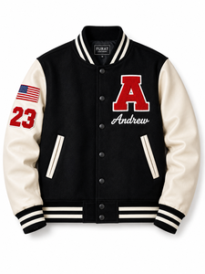 Chaqueta Universitaria de Cuero Personalizada, Estilo Letterman, Clase 2026, Regalos para Graduados, Unisex, con Logos, Estilo Pullover, Ropa Urbana, Resistente al Viento - Product Image 1