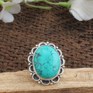 Vintage <b>Turquoise</b> <b>Ring</b> 925 Sterling Silver Boho Style Jewelry Natural Blue Stone Statement <b>Ring</b> for Women Handcrafted Design - Product Image 2