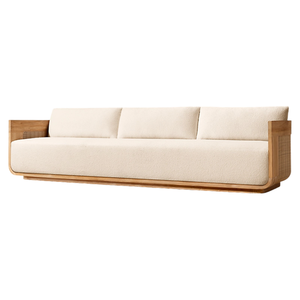 Elegant <b>Outdoor</b> <b>Sofa</b> Solid Teak Frame and <b>Rattan</b> Woven Modern Luxury Patio Lounge Furniture Hotel Villa Waterproof Cushion - Product Image 2