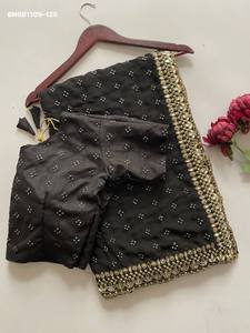 Bollywood Design Heavy Faux Georgette with Embroidery CPallu-Zari Work & Diamond-Mirror Border <b>Saree</b>-<b>Blouse</b> Set Wholesale Supply - Product Image 6