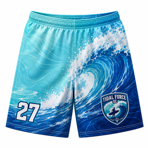 กางเกงขาสั้นผู้ชาย Tidal Force SC แบบซับลิเมชั่น แห้งเร็ว เอวยางยืด โพลีเอสเตอร์ 100% ชุดกีฬาฤดูร้อน - Product Image 1