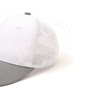 Gorra Trucker de Malla de 6 Paneles Blanca y Gris, Unisex, Casual, Transpirable, con Contraste de Color, Primavera Verano, Algodón Ecológico - Product Image 5